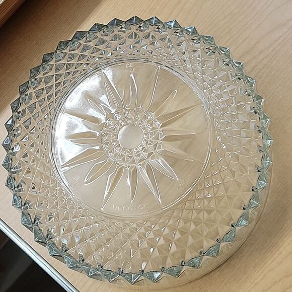 Arcoroc France Clear Glass Starburst Diamond Pattern Large Serving Bowl 9” - Picture 5 of 9